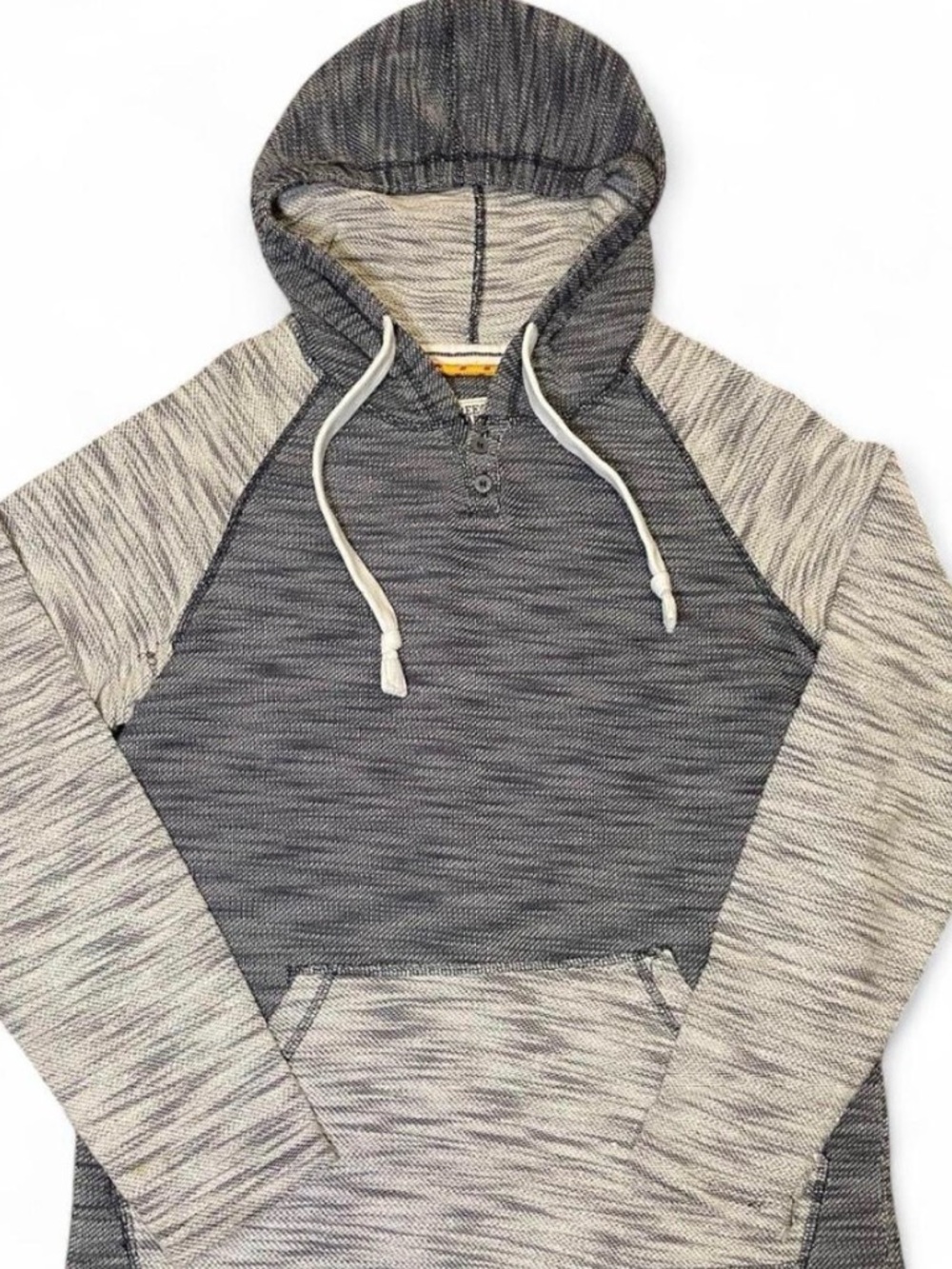 Free Planet Men's Two Tone Marled Knit Button Henley Hoodie
